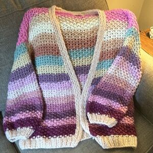 Colorful Cable Knit Sweater SIZE SMALL Listicle